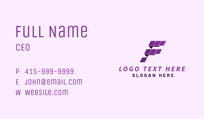 Pixel Digital Letter F Business Card Image Preview
