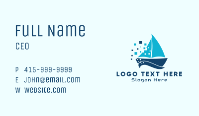 Pixel Nautical Sailboat  Business Card