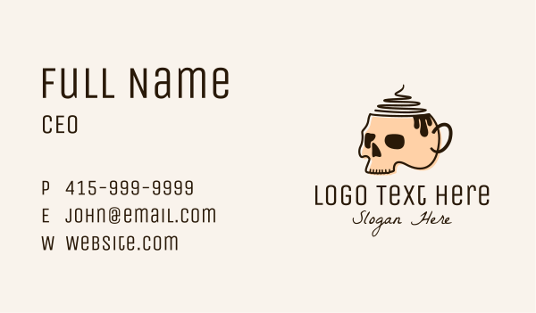 Skull Coffee Cup Business Card Design Image Preview