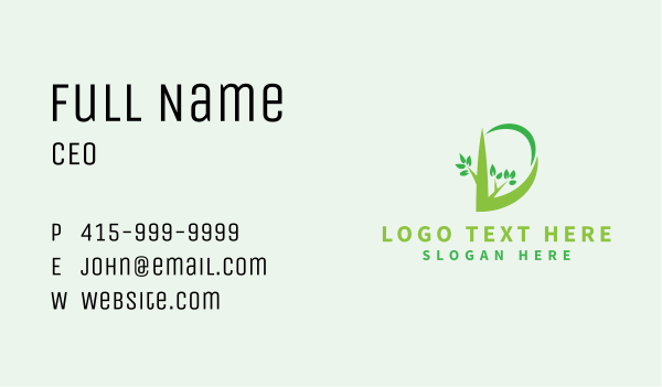 Green Branch Letter D Business Card Design Image Preview