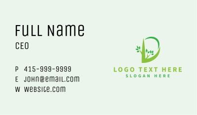 Green Branch Letter D Business Card Image Preview