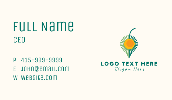 Organic Leaf Sun Business Card Design Image Preview