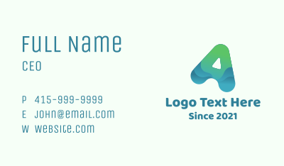 Modern Wave Letter A Business Card