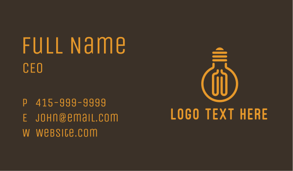 Monoline Light Bulb Business Card Design Image Preview