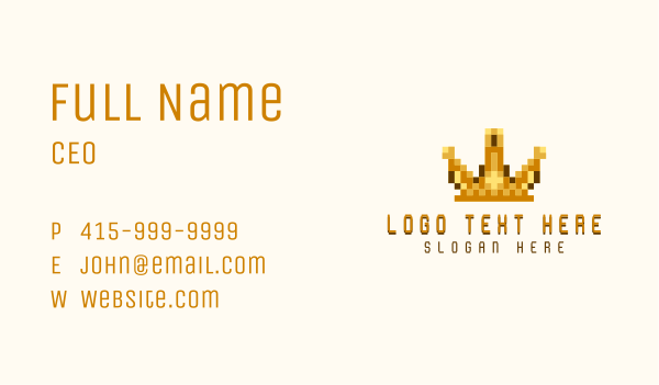 Pixel Crown Arcade Business Card Design Image Preview