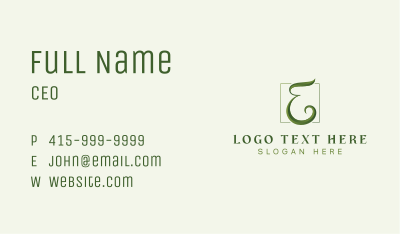 Green Eco Letter E Business Card Image Preview
