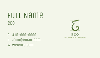 Green Eco Letter E Business Card Image Preview