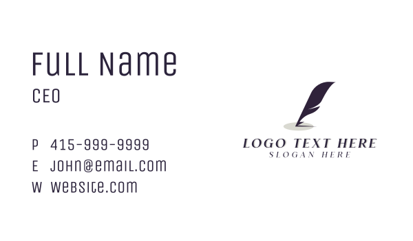 Writing Feather Publishing Author Business Card Design Image Preview