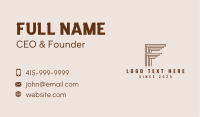 Brown Wood Letter F  Business Card Image Preview