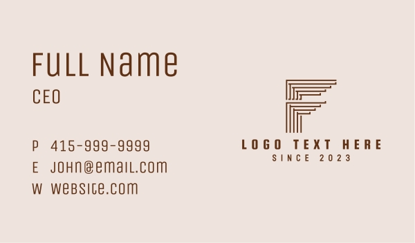 Brown Wood Letter F  Business Card Design Image Preview