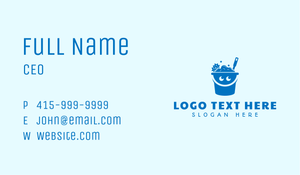Cleaning Bucket Smile Business Card Design Image Preview