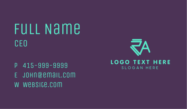 Blue Modern RA Business Card Design Image Preview