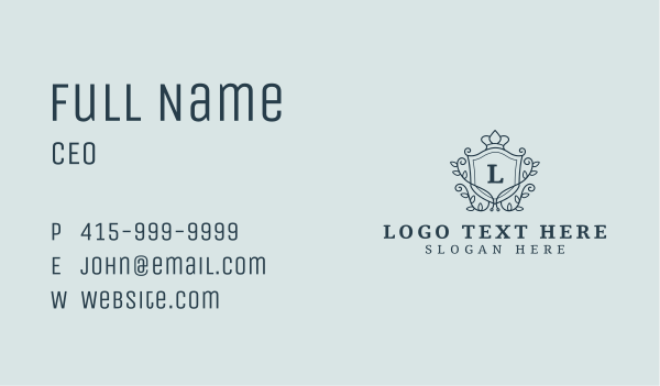 Shield Crown Vine Crest Business Card Design Image Preview