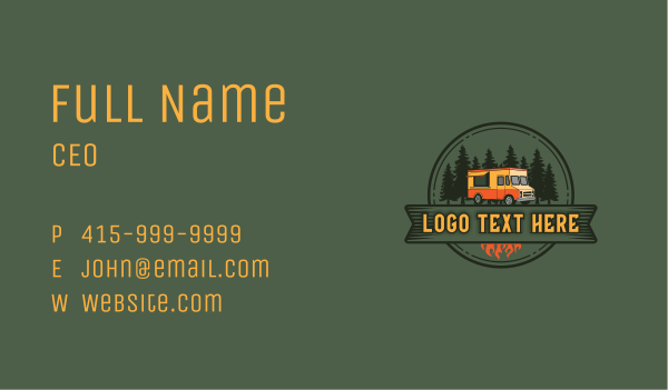 Forest Camper Van Business Card Design Image Preview