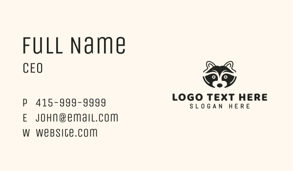 Black Raccoon Head Business Card Design Image Preview