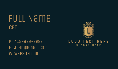 Golden Deluxe Shield Lettermark Business Card Image Preview