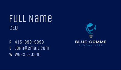 Blue Bulb Letter B Business Card Image Preview