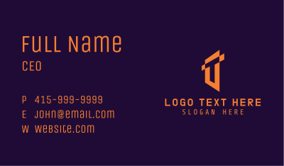 Orange Startup Letter T Business Card Image Preview