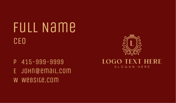 Shield Royalty Crest Business Card Design Image Preview