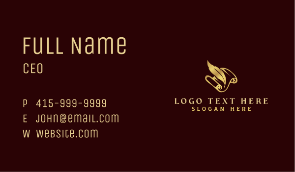 Literature Feather Quill Paper Business Card Design Image Preview