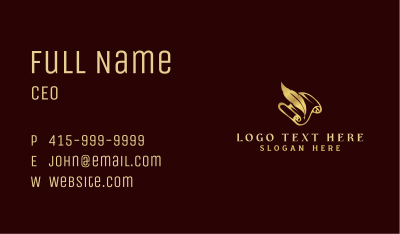 Literature Feather Quill Paper Business Card Image Preview