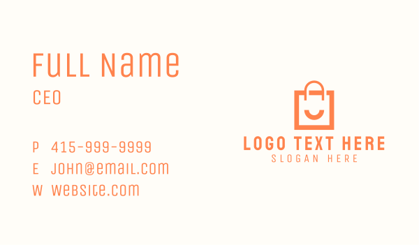 Orange Smile Shopping Bag Business Card Design Image Preview