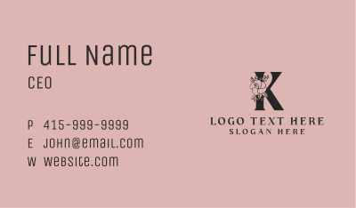 Floral Petal Letter K Business Card Image Preview