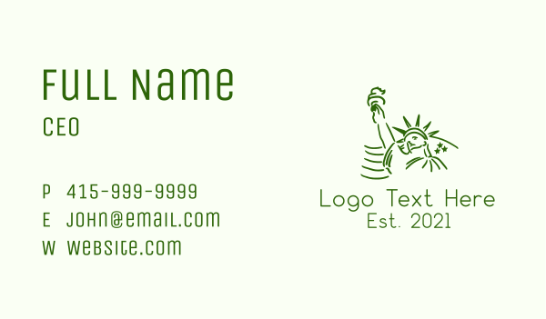 Minimalist Liberty Statue Business Card Design Image Preview