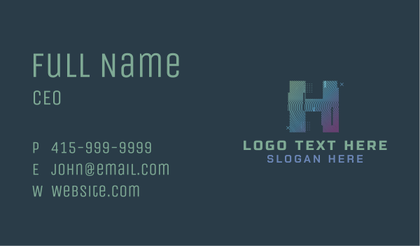 Modern Glitch Letter H Business Card Design Image Preview