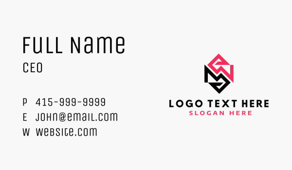 Digital Monogram M & W Business Card Design Image Preview