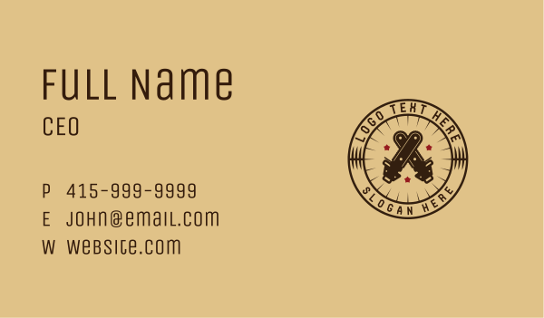 Premium Chainsaw Badge Business Card Design Image Preview