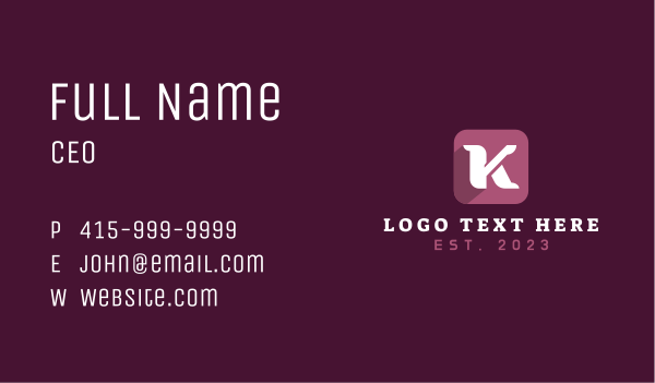 Web Developer Letter K Business Card Design Image Preview