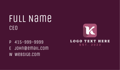 Web Developer Letter K Business Card Image Preview
