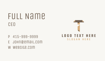 Paper Fold Document Letter T Business Card Image Preview