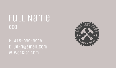 Hipster Round Hammer Emblem Business Card Image Preview