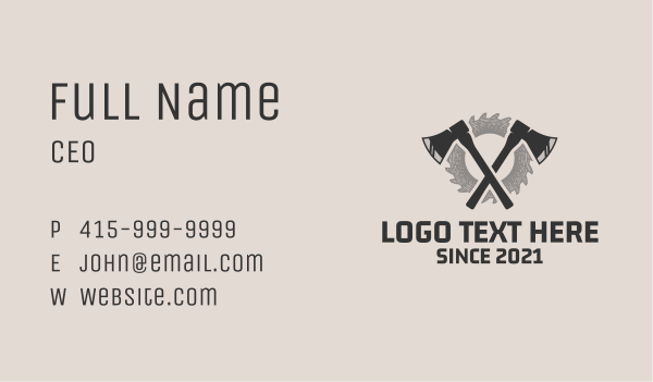 Lumberjack  Axe Cutter Business Card Design Image Preview