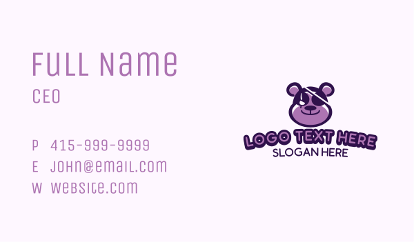 Gamer Pirate Bear Business Card Design Image Preview