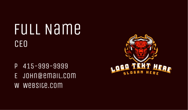 Flame Bull Shield Gaming Business Card Design Image Preview