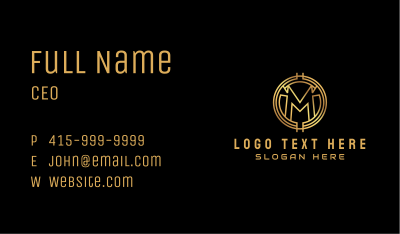 Gold Financing Letter M Business Card Image Preview