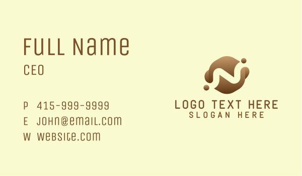 Brown Coffee Drink Letter N Business Card Design Image Preview