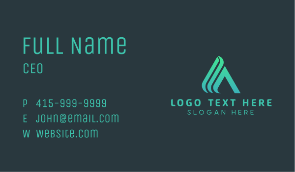 Modern Green Letter A Business Card Design Image Preview