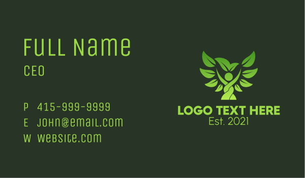 Organic Green Tree Wellness  Business Card Design Image Preview