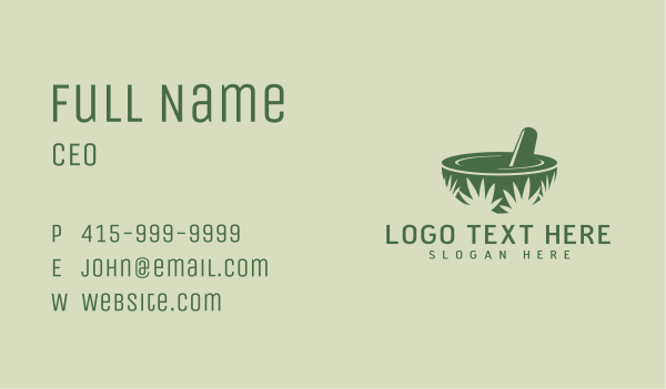 Green Weed Pestle Business Card Design Image Preview