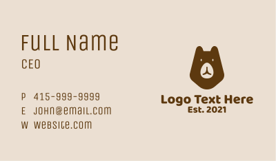 Brown Bear Mascot Business Card