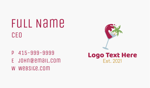 Tropical Beach Wine Business Card Design Image Preview