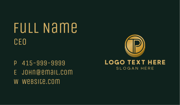 Golden Coin Letter P  Business Card Design Image Preview