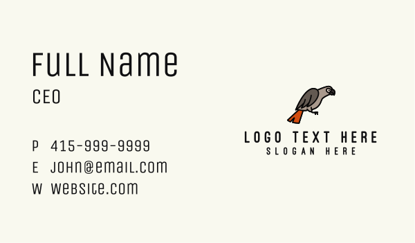 Congo Grey Parrot Business Card Design Image Preview