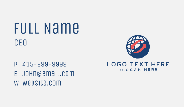 Professional Globe Arrow Business Card Design Image Preview