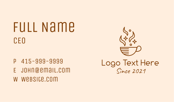 Sparkling Coffee Cup Business Card Design Image Preview