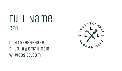 Vegan Restaurant Emblem Lettermark Business Card Image Preview